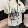 Cartoon Graffiti Pu Tote Bag For Women Large Capacity Water Bucket Style With Zip Closure