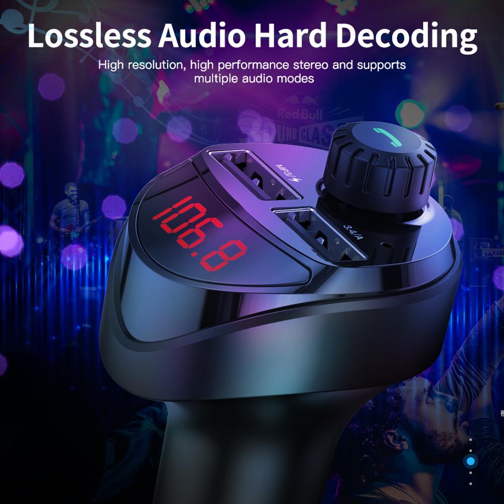 Car Audio MP3 Player Bluetooth-Compatible 4.2 3.4A Car Wireless FM Transmitter Audio MP3 Player LCD Digital Display Quick Charge