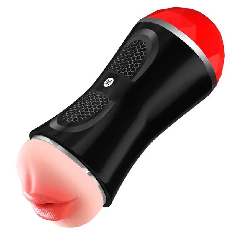 Realistic Pussy Vagina Male Masturbator Cup Soft Silicone Penis Sucking Oral Vibration Sex Machine Erotic Adult Sex Toys For Men