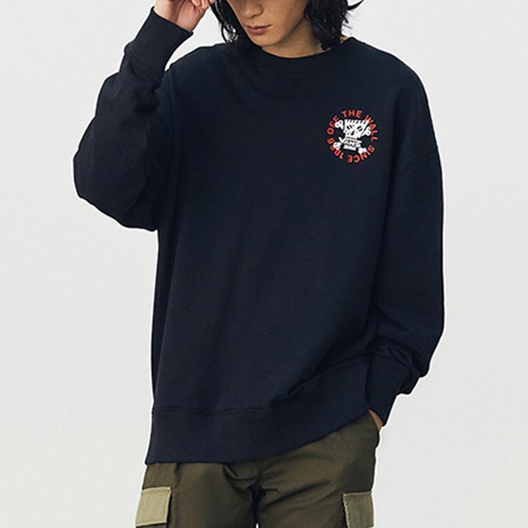 Vans Толстовка с круглым вырезом и забавным рисунком черепа, мультяшный принт, мужская толстовка, черная VN0A54JIBLK