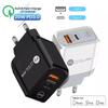 Двухпортовое быстрое зарядное устройство PD20W+QC3.0 со спецификациями для США/ЕС/Великобритании для мобильных телефонов