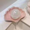 1pc Pink Ceramic Drain Soap Dish Holder Creative Home Solid Color Soap Dishes Jewelry Boxes Storage Box Bathroom Accessories