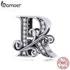 BAMOER Genuine 925 Sterling Silver Letter R Alphabet Beads Charms Fit Charm Bracelets & Bangles DIY