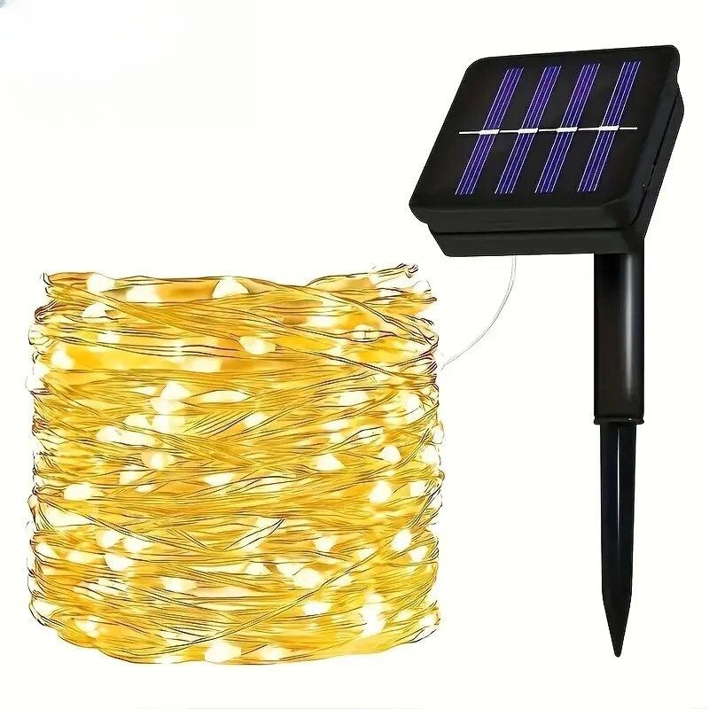 1 шт. Светодиодная гирлянда на солнечной батарее, уличная медная проволока, гирлянда с огоньками, декоративное освещение для свадьбы, праздника, фестиваля, сада, двора