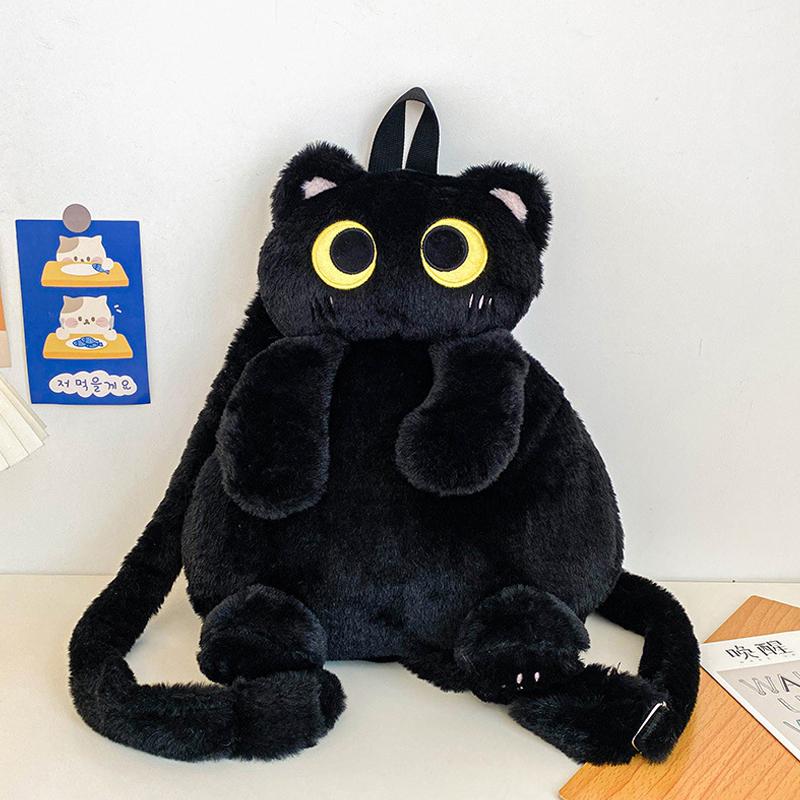 Кавайный плюшевый рюкзак в виде кошки, милый рюкзак большой вместимости с мягкими игрушками, мультяшный плюшевый рюкзак с кошкой, подарки на день рождения для детей