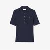 Lacoste Женская ажурная рубашка-поло с лентой и принтом под крокодила DF5296-56G166