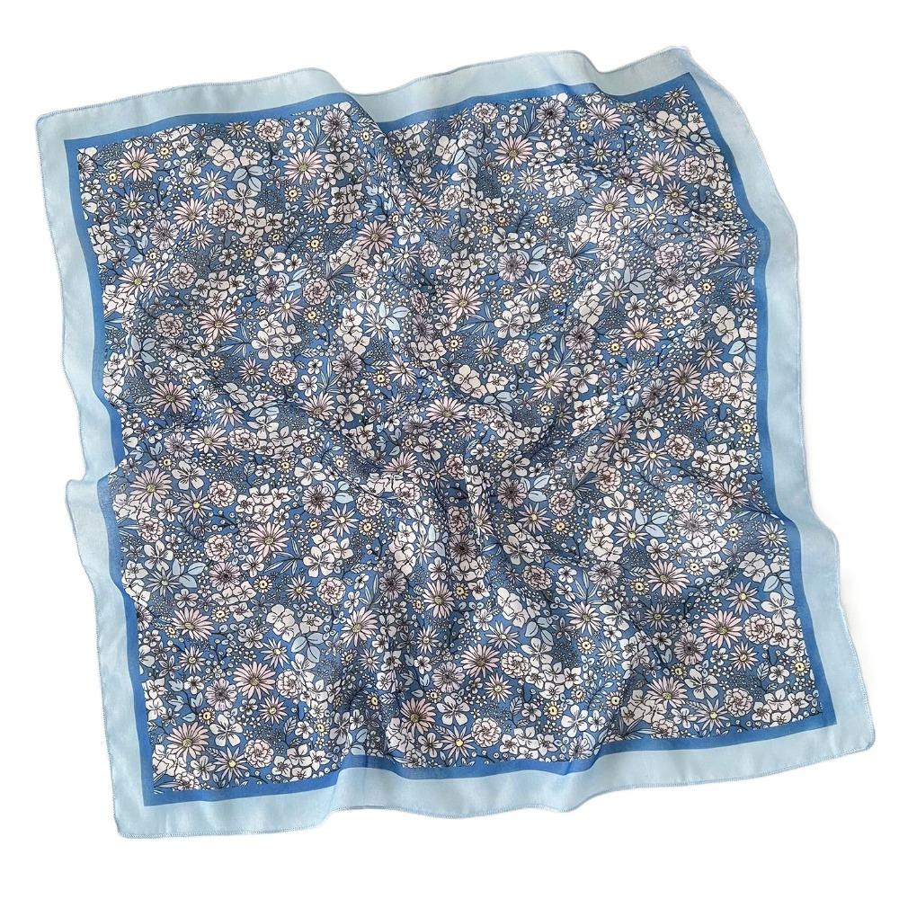 Square Cotton Linen Square Scarf Pastoral Style Scarf Hair Band Headband Floral Kerchief Women