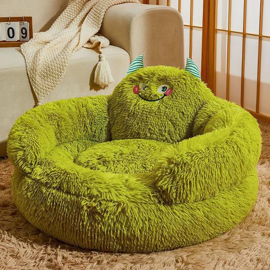 Плюшевая успокаивающая кровать-кошка Yousheng, милой формы, кровать-пончик для собак с приподнятой головой и подушками для поддержки шеи, уютная круглая кровать-обнимашка для домашних животных, кошек, щенков