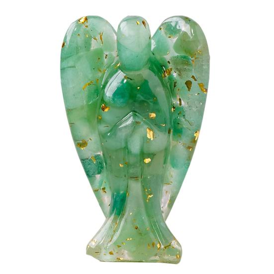 Natural Stone Angel Figurine Positive Healing Energy Hand-carved Colorful Faux Crystal Winged