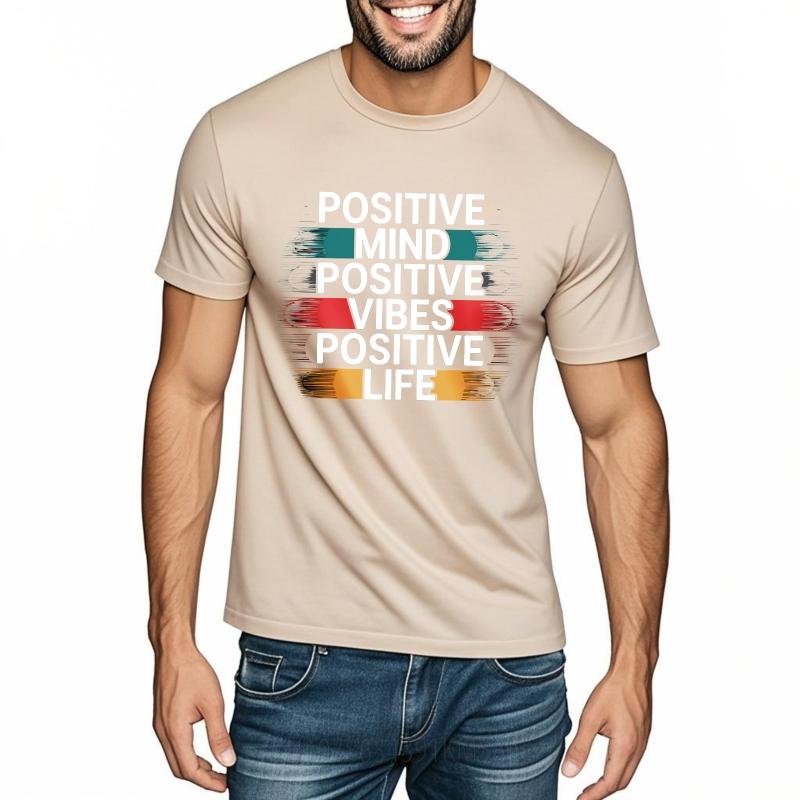 Anime For Unisex Summer Tshirt Positive Mind Positive Vibes Positive Life Short Sleeve Rock Crew Neck For Her Top Tees
