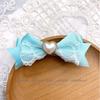 Set of 2 Heart-Shaped Pearl Lace Ribbon Clips, Mint [Used]