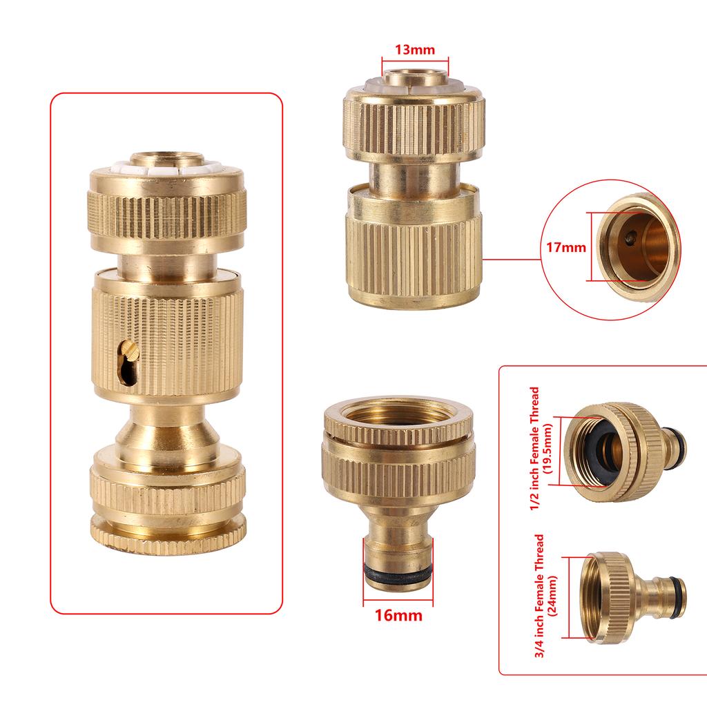 1/2 "3/4" резьбовой кран латунный адаптер 1/2 "труба быстроразъемный разъем садовый полив ирригация автомобильная мойка водяной пистолет фитинг