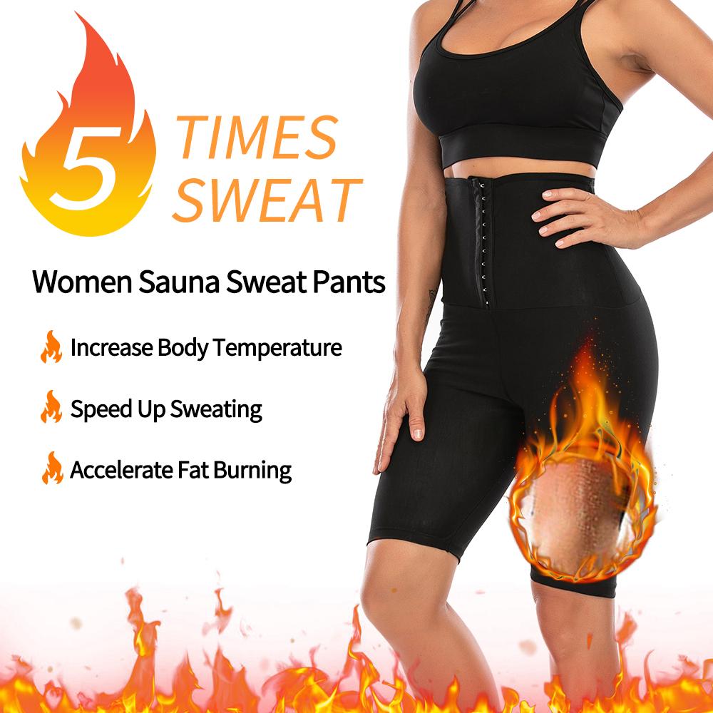 Sauna Shorts for Women Sweat Sauna Pants High Waisted Slimming Shorts Compression Thermo Capris Leggings Workout Body Shaper Thigh Slimmer Shapewear