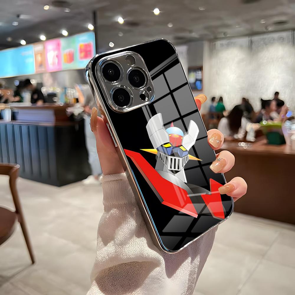 Аниме M-Мазингер Z Чехол для телефона для IPhone 17 Pro Max 15 Pro 16 14 Plus 12 13 Mini 11 Pro Ударопрочный Гальванизированный Стеклянный Чехол