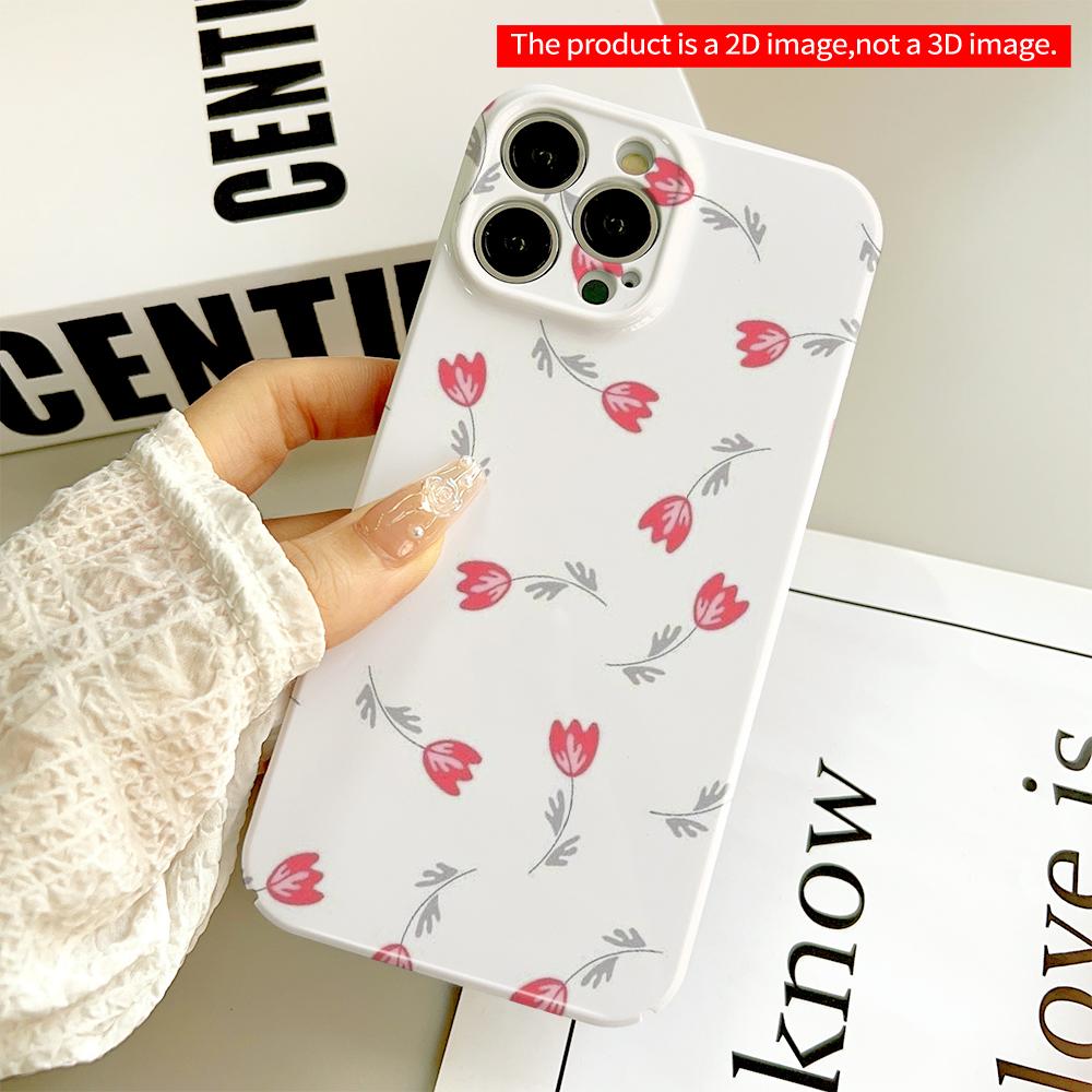 Red Tulip Floral Pattern Phone Case All inclusive film hard phone case, compatible with iPhone 18 Pro Max 17 16 15 14 13 12 11