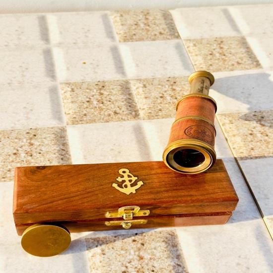 Латунный телескоп 35,56 см с деревянной коробкой, Пиратский шпионский телескоп, Подарок на годовщину для мужа, Подарок для папы, Подарок для моряка, Подарки на выпускной