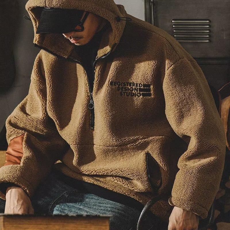 Мужская осенне-зимняя модная повседневная замшевая толстовка с капюшоном большого размера