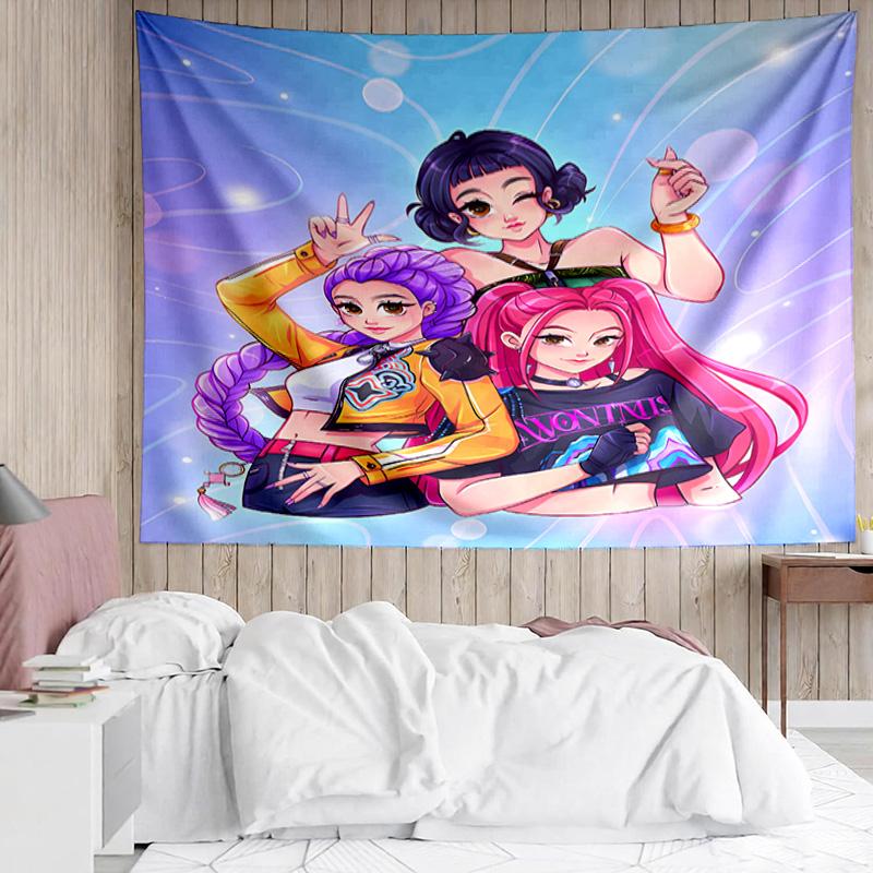 Kpop Hunter Tapestry for Bedroom Aesthetic Classroom Tapestries Wall Hanging for Living Room Dorm Office,Ideal Creative Gift