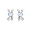 Rabbit Stud Earrings Female Niche Design Sense Korean Small Cute Moonstone Rabbit Earrings