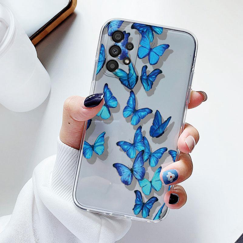 Чехол для телефона Samsung A53 5G A33 Цветочный силиконовый чехол для Samsung Galaxy A73 Fundas Coque Прозрачный мягкий Capas Цветочный ТПУ