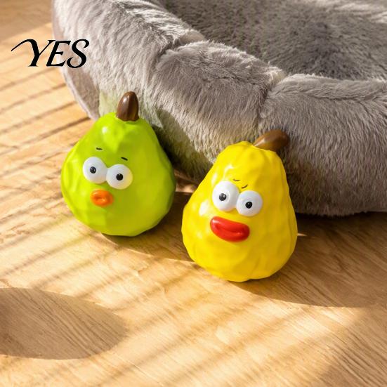 Soft Rubber Puppy Toy Squeaky Pear Dog Toy, Latex Chew Cute Interactive Fetch Teeth Cleaning for Aggressive Chewers