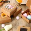 25pcs Mini Kraft Paper Gift Boxes with Clear Window for Soap Treats Bakery Candy Packaging for Wedding Favors Party Supplies Handmade Crafts
