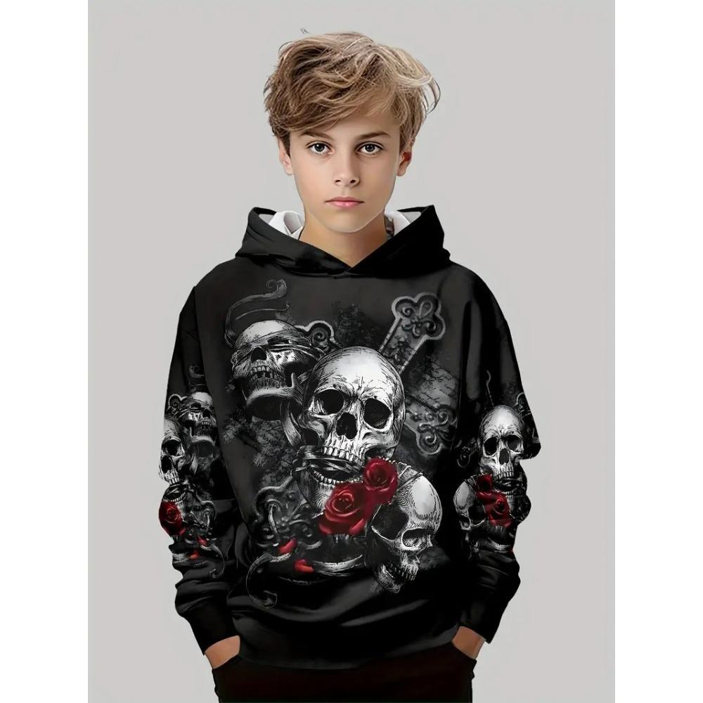 Children's Hip Hop Skeleton 3D Digital Printed Boys' Fashion Hoodie Sweatshirts