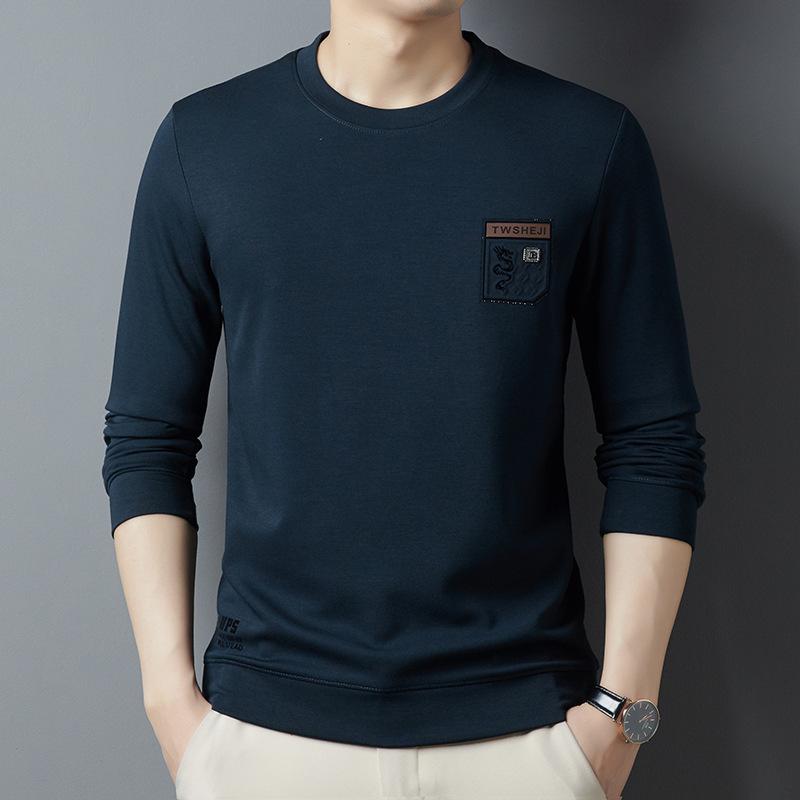 Spring Men'S Middle-Aged And Young Men'S Round Neck Long-Sleeved Casual Simple Soft And Comfortable Knitted Sweater