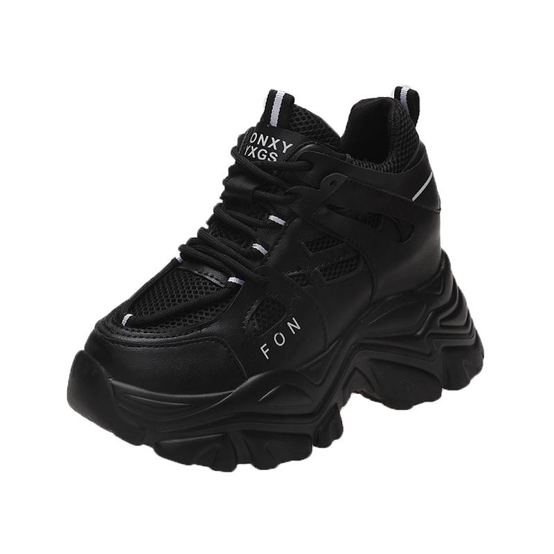 Модные женские массивные кроссовки 2025 Модные кроссовки на платформе Женские брендовые клинья Повседневная обувь для женщин Кожаная спортивная обувь Папины кроссовки 10 см