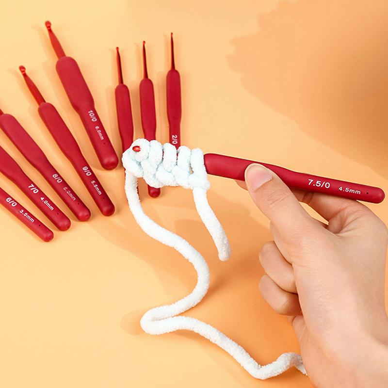 1 шт. Красный крючок для вязания с силиконовой ручкой, алюминиевые спицы для вязания крючком