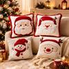 Soft Throw Cushion Case 2D Printed Snowman Pillow Cover Atmosphere Christmas Pillow Covers  Sofa