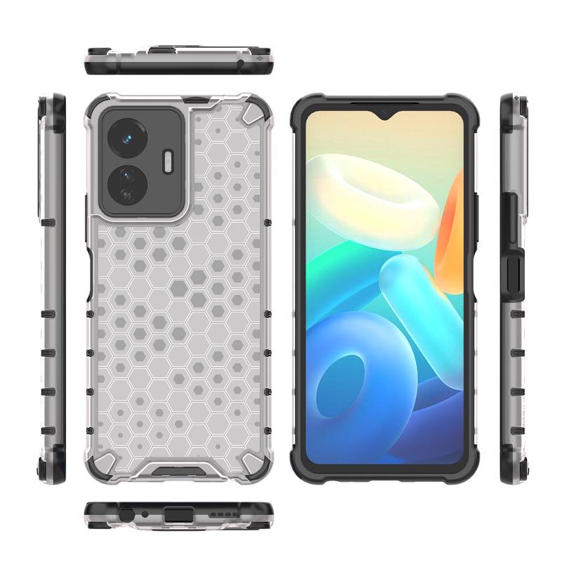 Прозрачный противоударный чехол-соты Vivo S18/V50 с полной защитой