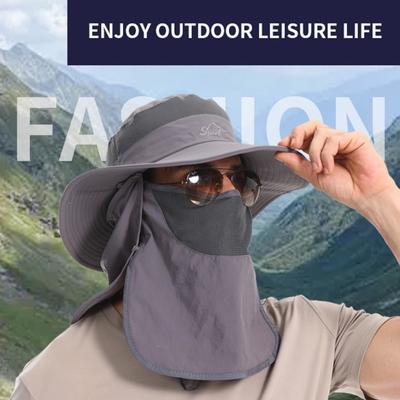 Quick Drying Summer Fisherman Cap Removable Neck Flap Bucket Hat Removable Visor Hat Camping