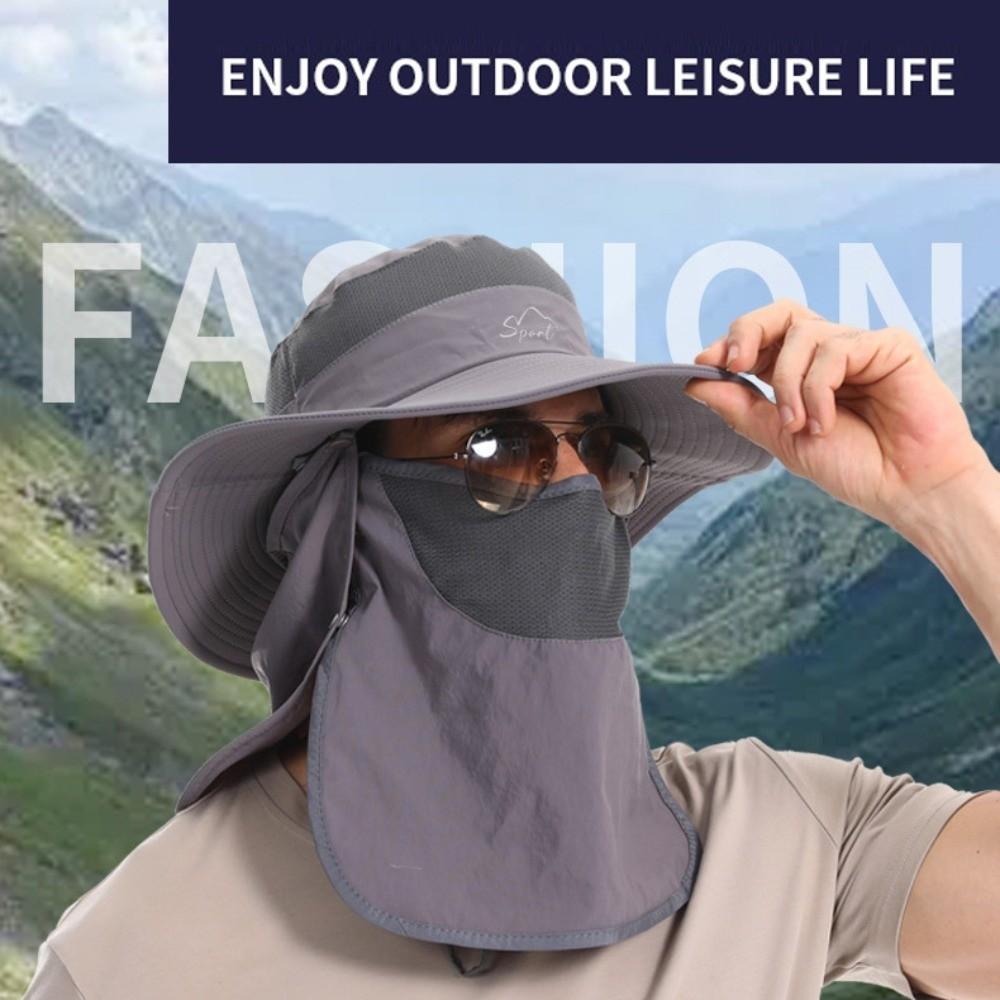 Quick Drying Summer Fisherman Cap Removable Neck Flap Bucket Hat Removable Visor Hat Camping