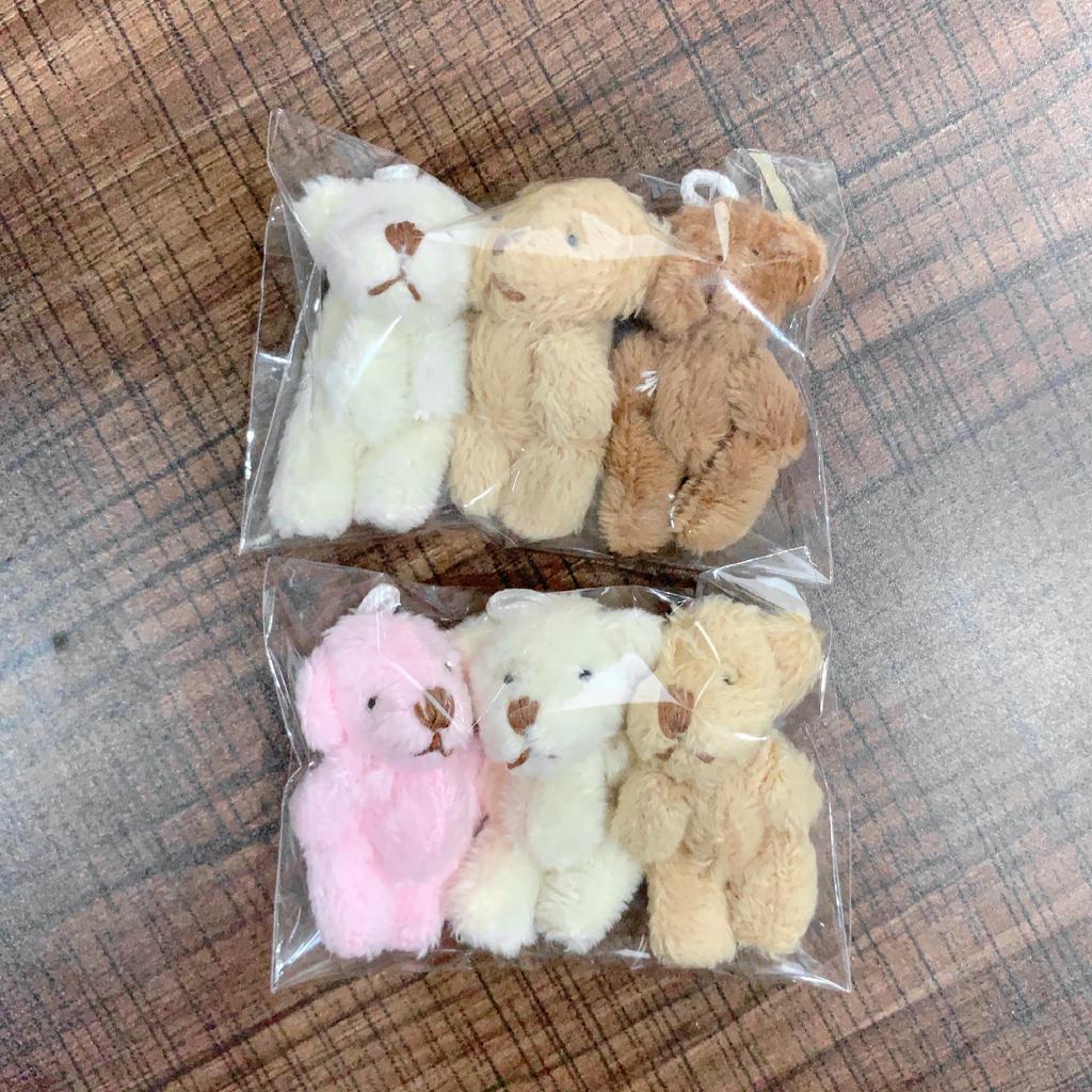 12pcs/lot Colorful Jointed Bear Dolls Mini Teddy Bear Plush Toys Cute Animal Stuffed Plush Doll Girl DIY Keychain Christmas Gift