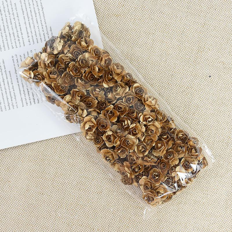 144/288pcs 2cm Mini Paper Rose Artificial Flowers Bouquet For Wedding Home Decoration DIY Scrapbooking Crafts Fake Plants Wreath