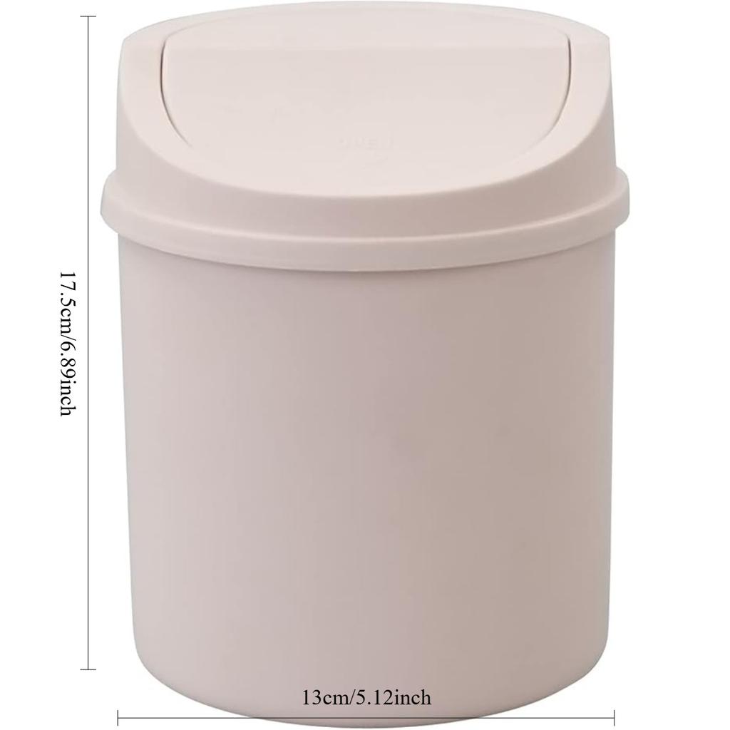 Plastic Mini Desktop Trash Can with Swing Lid, Tiny Swing Top Garbage Can, Pink