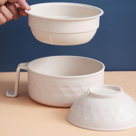 1 Set Rice Bowl Drainage Design Kitchen Accessories Leak-proof Salad Ramen Bowl with Chopsticks Fork Spoon Modern Eat Food BPA Free