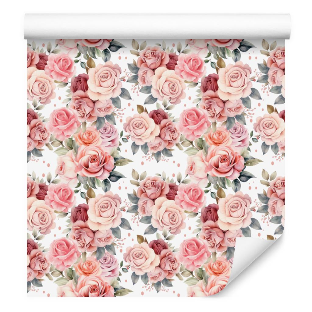 Wallpaper Roses Coral and White 50x1000