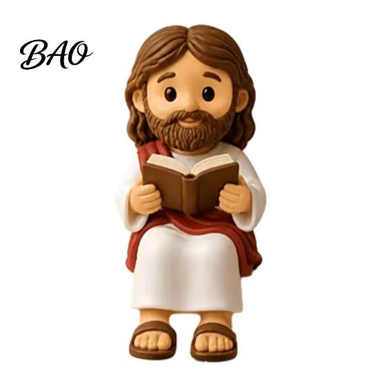 Modern Desk Decorative Accents Cute Praying Jesus Resin Figurine, Blessing Character Desktop Statue, Stylish Tabletop Decorations Religious