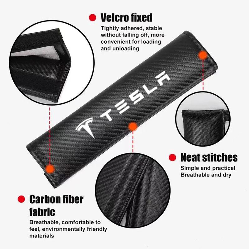 EPYFH1 Car Seatbelt Shoulder Pad Cover Carbon Fiber Seat Belt Protector Cushion For Tesla Model 3 Model X Model S Model Y
