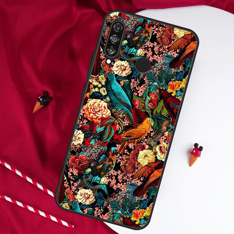 Garden Birds Vintage Tropical FLORAL For Huawei Nova Y61 Y91 Y90 Y70 Y60 Y72 12s 12i 11i 7i 8i 9 10 SE P60 Pro P30 P40 Lite Case