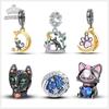 Покрытая медью серия «Кошки» - Шармы «Друзья-кошки» подходят для браслета Pan Snake Bone DIY бусина женские украшения подарок на день рождения новинка