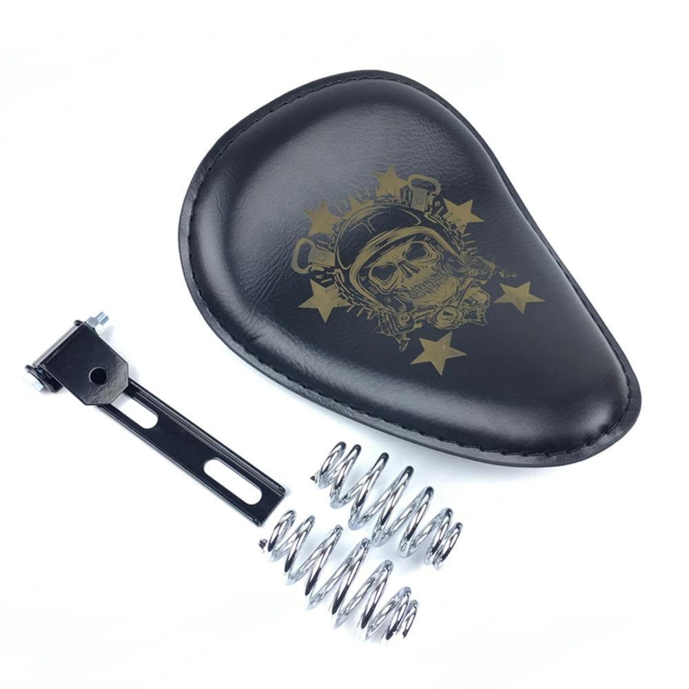 Мотоциклетное ретро черное кожаное сиденье Skull Solo + 3-дюймовый поворотный кронштейн для сиденья Harley Custom Chopper Bobber Saddle