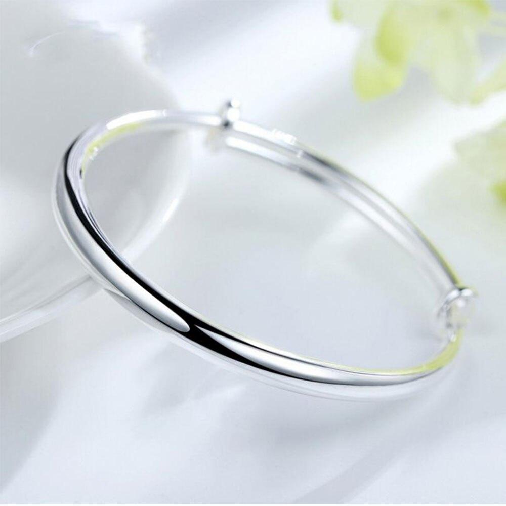925 Sterling Silver Bangles Simple Adjustable Bracelets & Bangles For Women S-B55