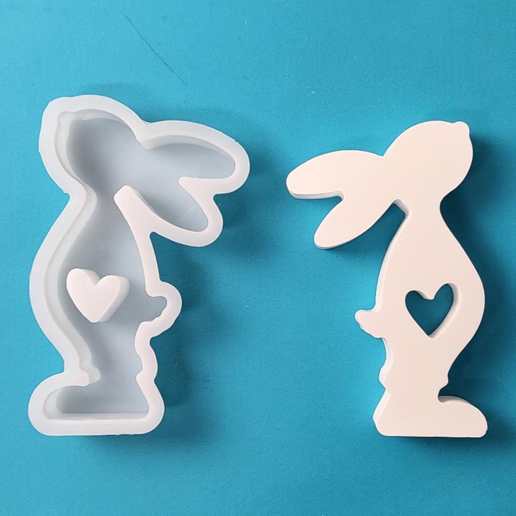 Easter Rabbit Silicone Mold 3D Heart Rabbit Candle Mold DIY Aromatherapy Candle Making Tool Resin Gypsum Mold Birthday