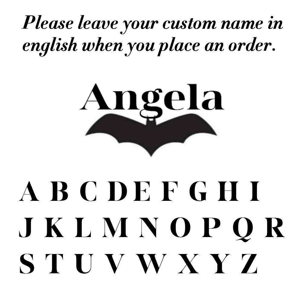Jeshayuan Custom Bat Name Necklace Custom Gothic Name Necklace For Women Old English Font Name Necklace with Bat For Men