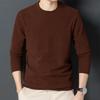 Men's Wool Sweater with Medium Collar & Long Sleeves, Brushed Inner Layer, Half-High Collar Solid Color Shirt