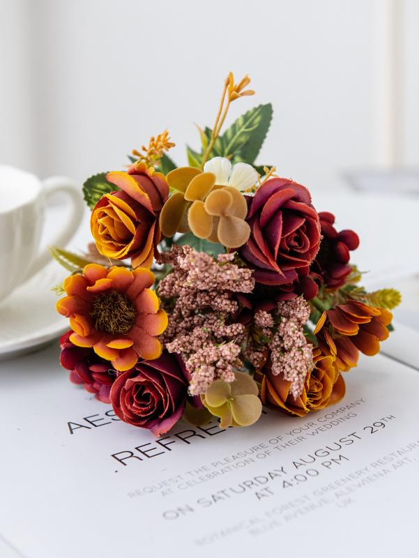 2/4pcs Artificial Flowers Roses Silk Wedding Home Room Table Vase Fillers Festival Outdoor Garden Couryard Decor Bridal Bouquets