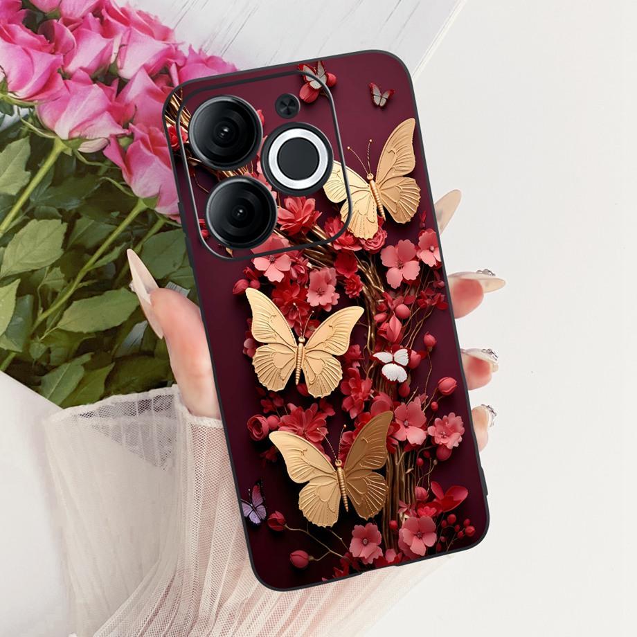 For Itel A80 A90 A95 A70 A60 A60s Phone Case Matte Soft TPU Bumper Cover Cool Cartoon Luxury Butterfly Flower Bow Pattern Funda
